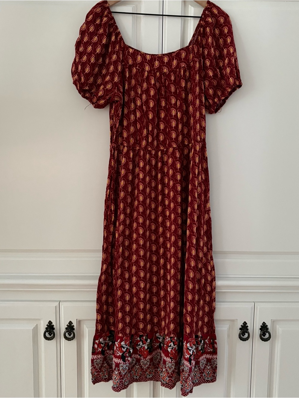Luxology Medium Burgundy Maxi Boho Dress